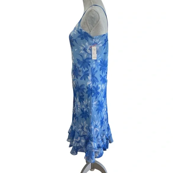Chaundry Made in India Blue Beaded Floral Midi Dress - Picture 9 of 12